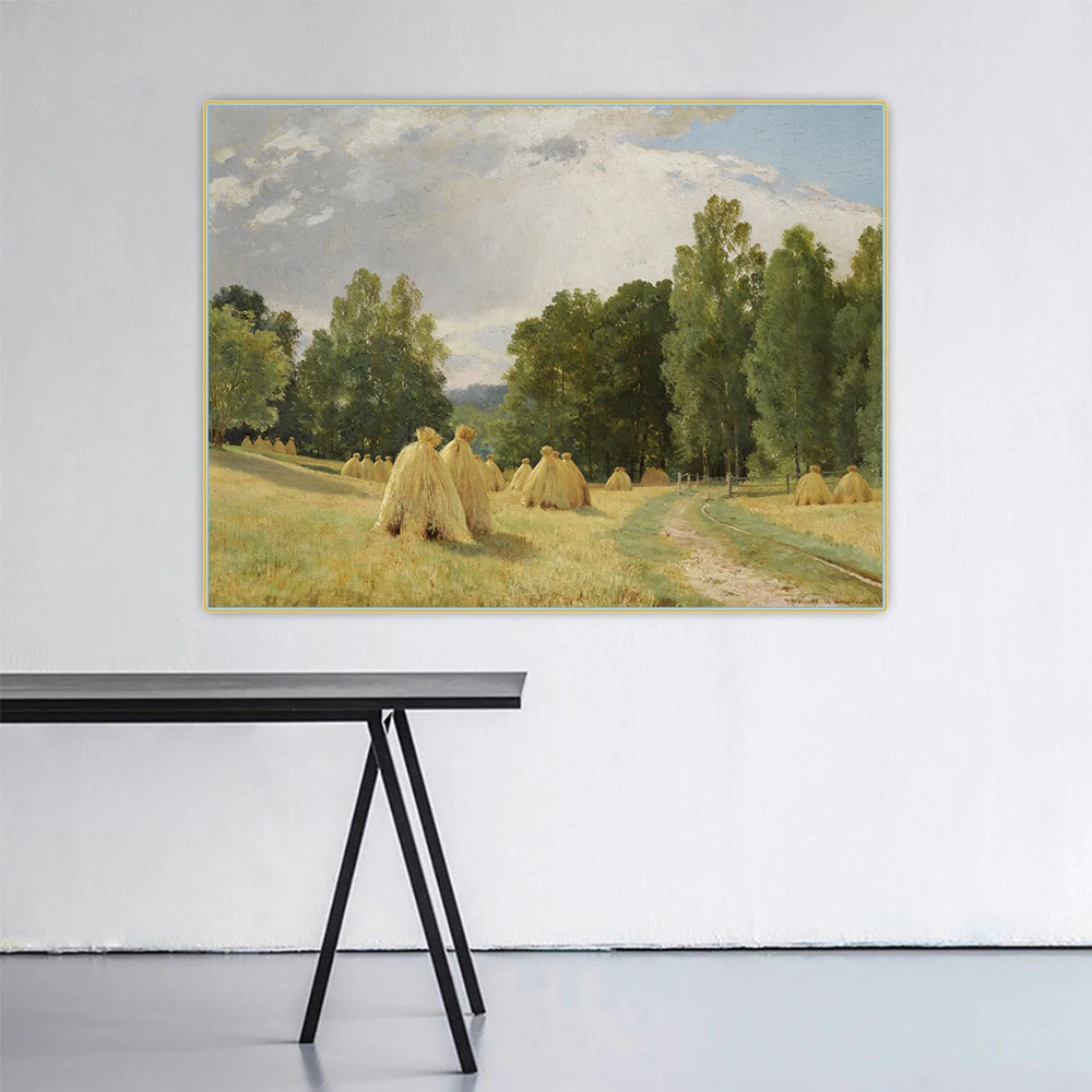 Citon Ivan Shishkin《Haystacks》Canvas Art Oil Painting Artwork Poster Picture Backdrop Wall Decor Home Living room Decoration