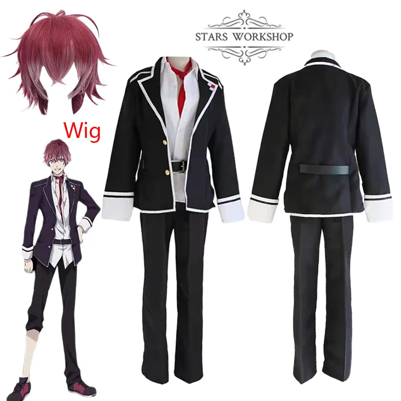 Anime Diabolik Lovers Sakamaki Ayato Cosplay Costume School Uniform Men Suit Blazer Pants T-shirt Halloween Carnival Party Suit