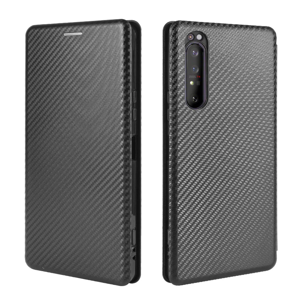 Carbon Fiber PC+TPU Luxury Flip leather Phone case For Sony Xperia 1 II Case For Sony Xperia 10 II 1ii 10ii Case Cover