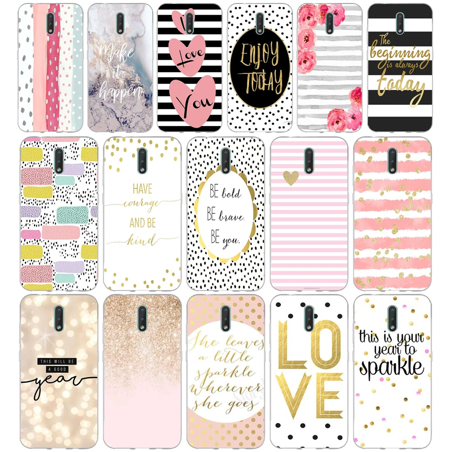 313FG black white stripes gold love gift Soft Silicone Tpu Cover phone Case for Nokia 2.1 2.3 3 3.1 4.2 5 5.1 Plus 7.2 6 8