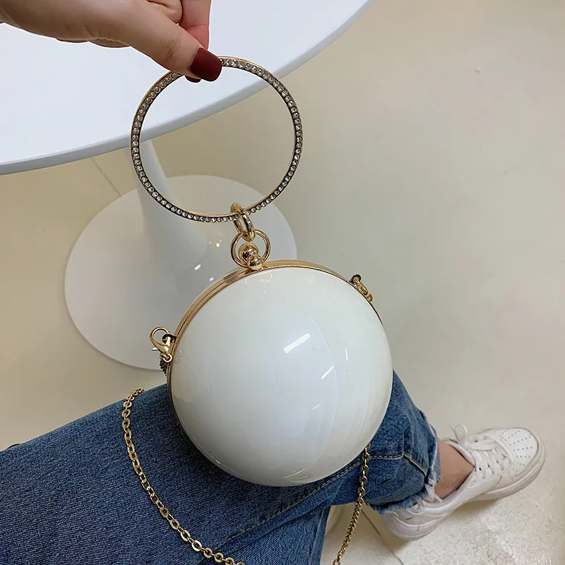 Acrylic Round Ball Shoulder Bag For Women 2021 New Arrive Crossbody Bags With Chain Transparent Evening Clutch PVC Handbags