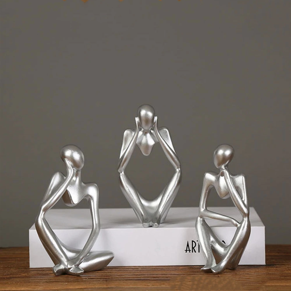 Minimalist Abstract Thinker Statue Resin Sculpture Miniature Figurines Character Ornaments Office Home Decoration Accessories