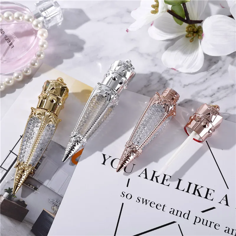 4ml Rose Gold Plastic Wand Crown Lip Gloss Empty Tube Cosmetic Lipgloss Packaging Container