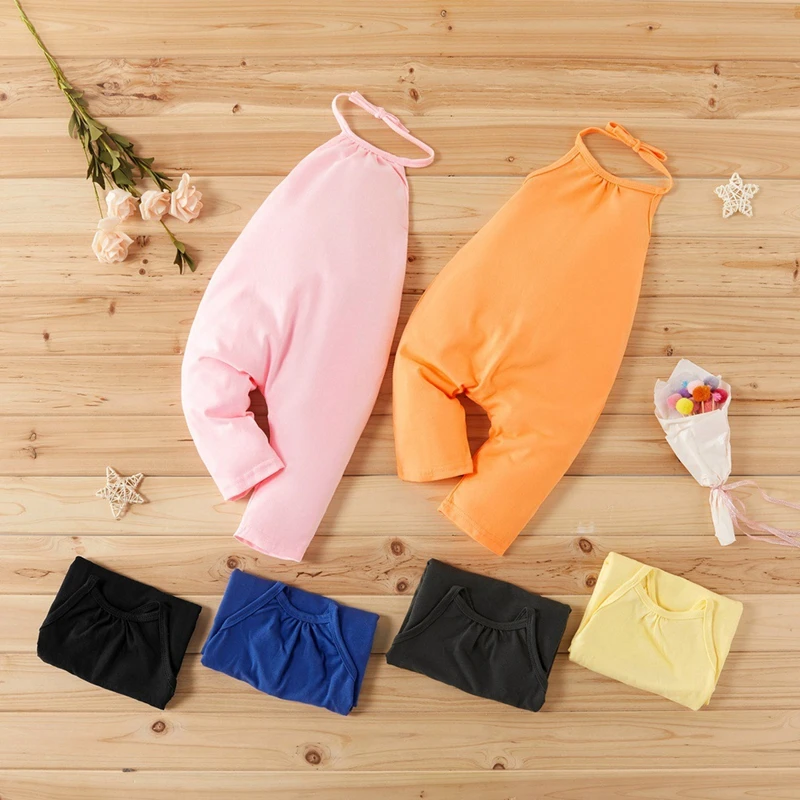 New Fashion Kids Baby Girls Strap Cotton Romper Toddler Sling Jumpsuit Harem Trousers Lace Up Sport Casual Loose Summer Clothes