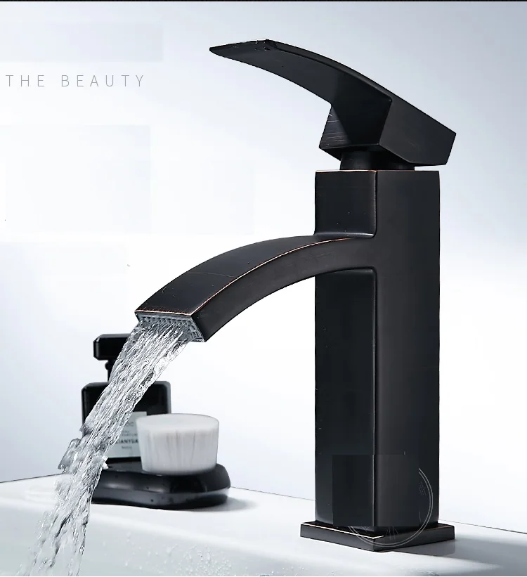 Matte Black Modern Bathroom Basin Faucet 304 Stainless Steel Lead Free Hot Cold Wash Mixer Crane Tap Free Rotation Sink Faucet