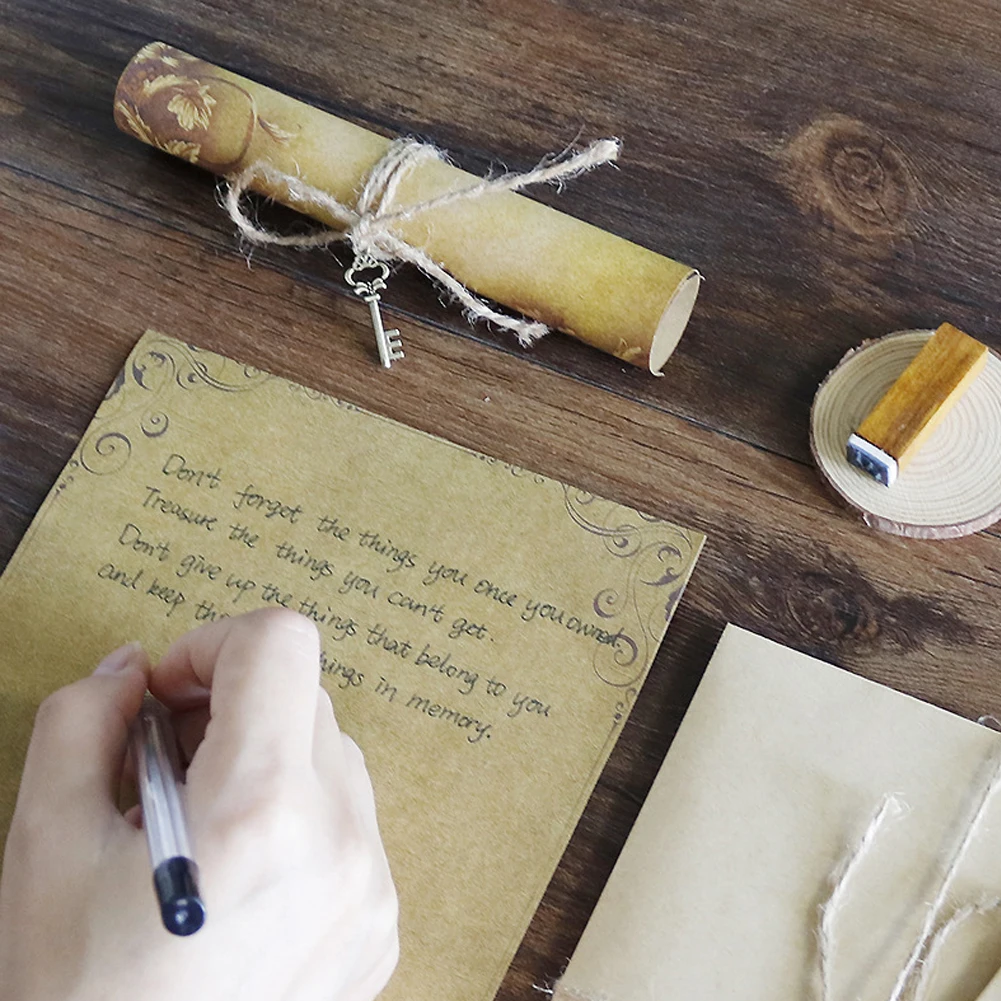 الرجعية خمر كرافت المغلف رسالة الوسادة مجموعة أوروبا القديمة نمط الحب رسالة دعوة المغلفات ورق للكتابة بحبل