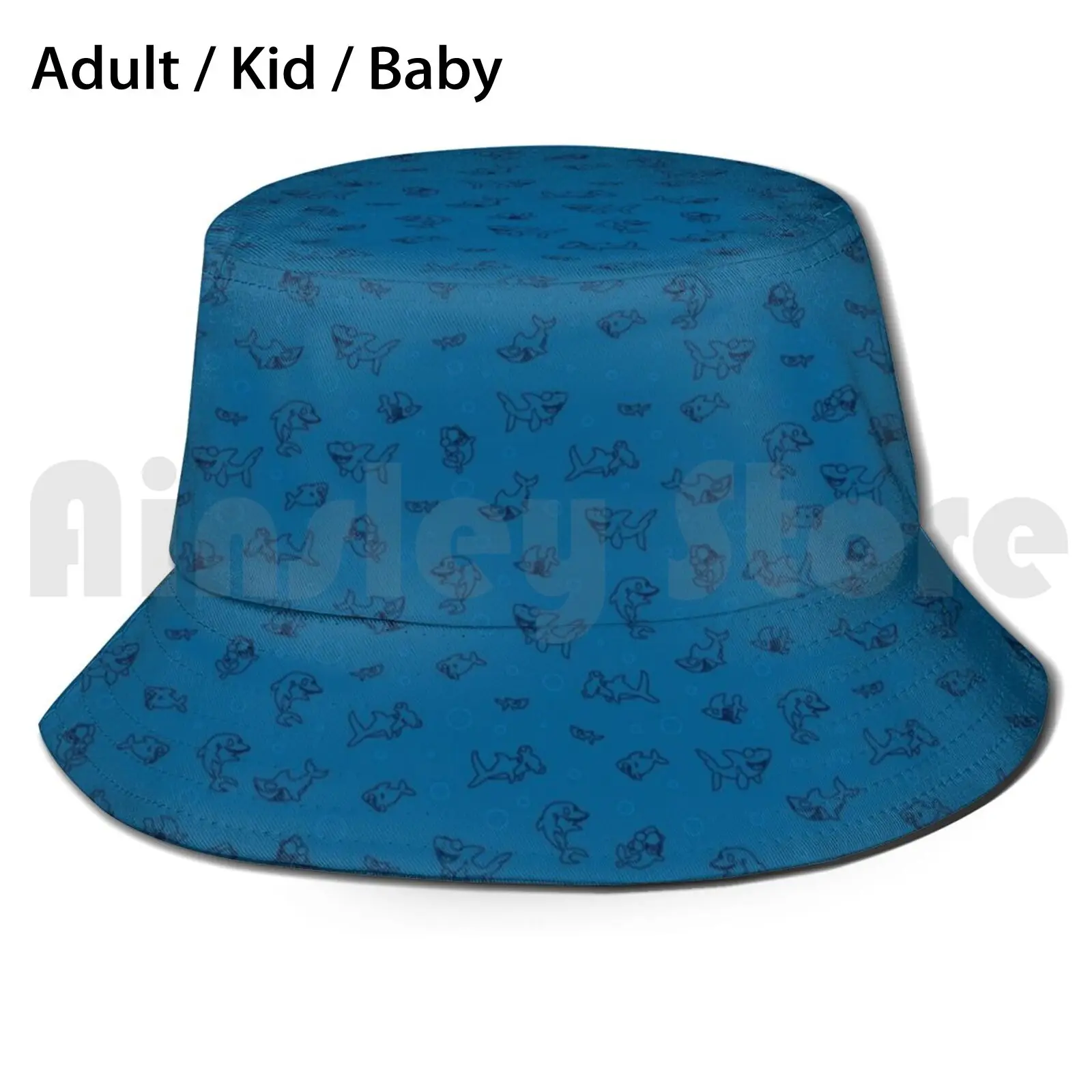 Friendly Feeding Frenzy Sharks Bucket Hat Adult kid baby Beach Sun Hats Shark Hammerhead Feeding Frenzy Sharks Cartoon Comic