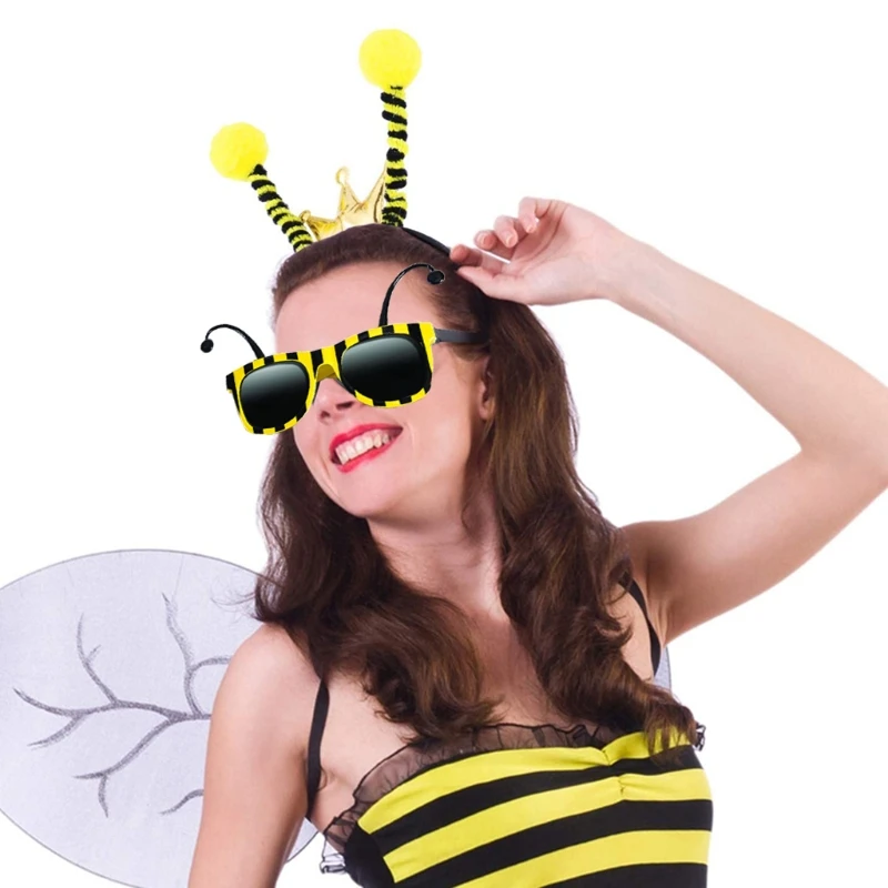 Bumble Bee – accessoires de Cosplay pour femmes, hommes et enfants, accessoires de fête, ensemble de lunettes avec tête d'abeille, nouvelle collection 2022