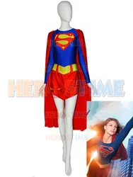 Girl Cosplay Costume Blue and Red Spandex Superwoman Costume Superhero Suit Cosplay Dress halloween costumes for women