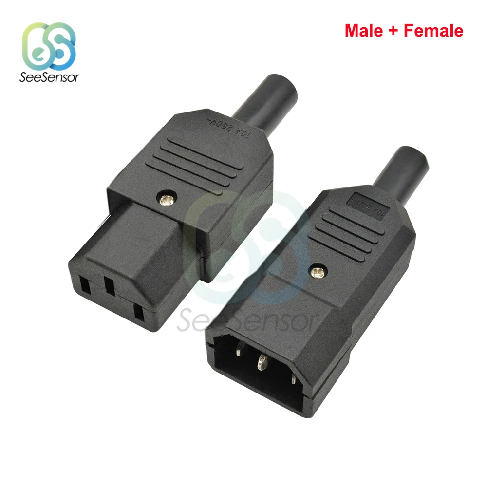 1ชุดหญิง + ชายปลั๊ก IEC ตรงสายปลั๊ก C13 C14ที่แนะนำตัวเชื่อมต่อ3 Pin AC Socket 10A 250V