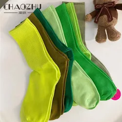 Chaozhu ins moda 40 + cores penteados algodão skate feminino unisex estiramento macio 4 estações caber básico meias diárias