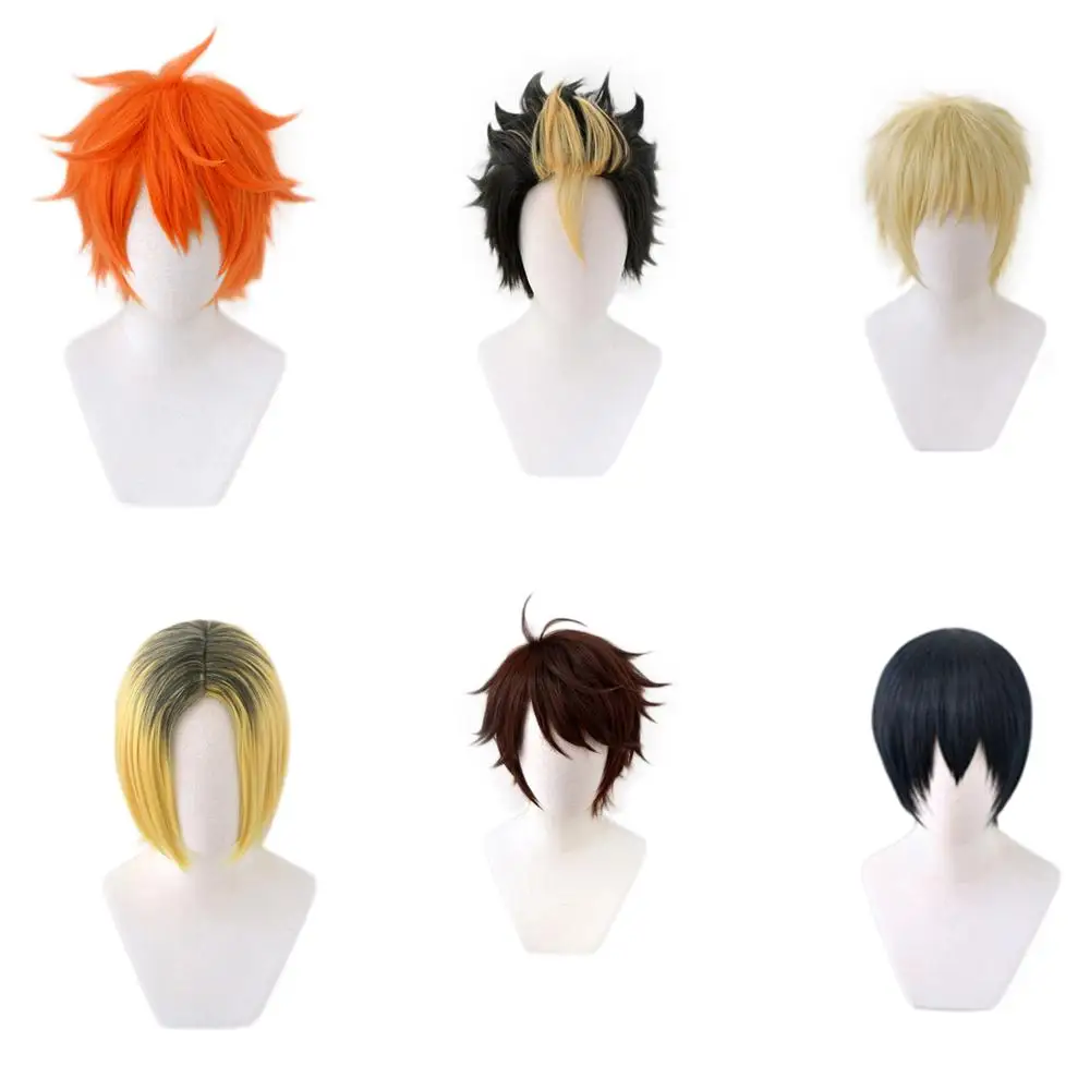 

Кагеяма Тобио Kozume Kenma Nishinoya Yuu Oikawa Tooru Hinata Shoyo tsukishima kei Короткие парики для косплея Stock + Кепка для парика