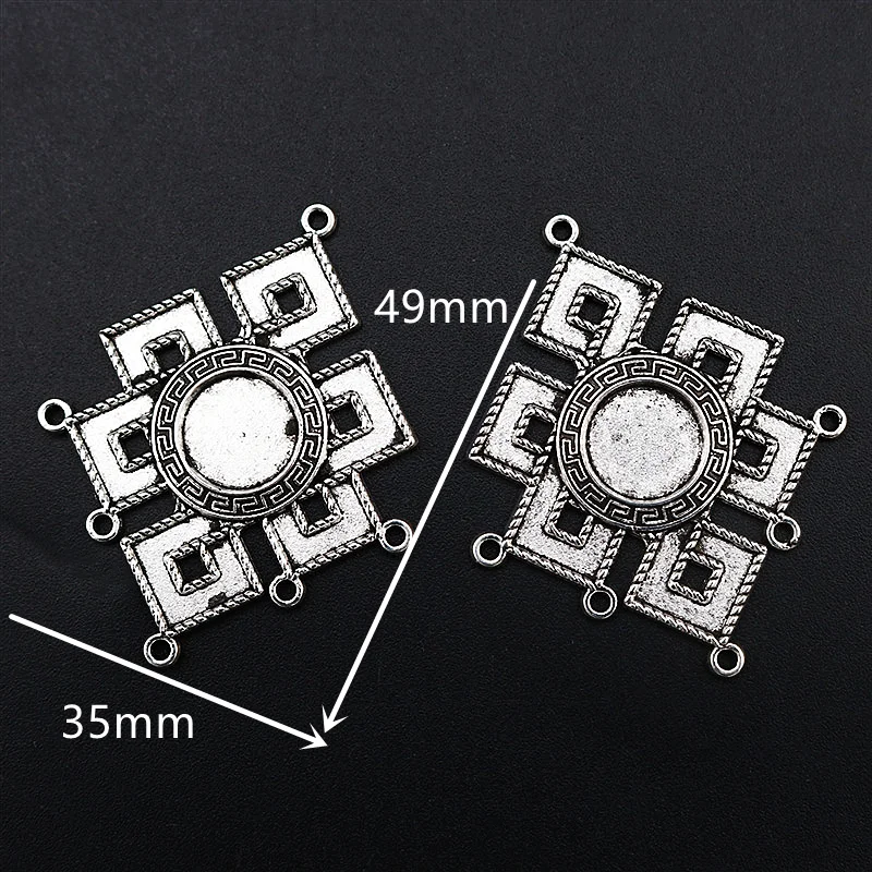 4pcs Silver Plated Metal Retro Gossip Mirror Porous Alloy Connector DIY Charm Bracelet Jewelry Crafts Making 49*35mm A1680