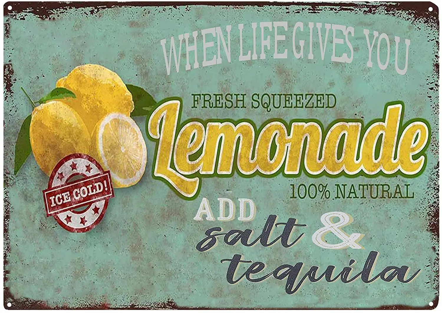 TISOSO When Life Gives You Lemons Add Salt Tequila vintage kitchen Decor Country Home Wall Bar Sign Metal Coffee Art Poster 8X12