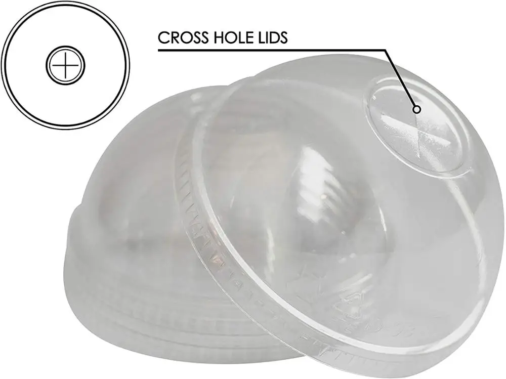 [100 Sets - 16 oz.] Plastic Cups With Dome Lids, Clear Plastic Cups with Lids Disposable Party Drinks,Clear Crystal 450ml image 5