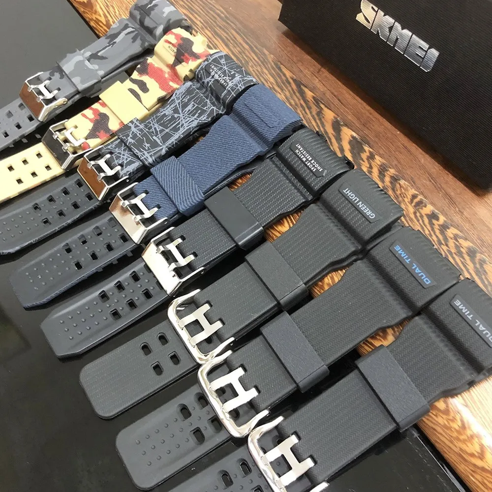 Adjustable Replacement Watch Strap Band Silicone Rubber Plastic Watchbands For SKMEI 1251 1025 1155 Sports Watches Accessories