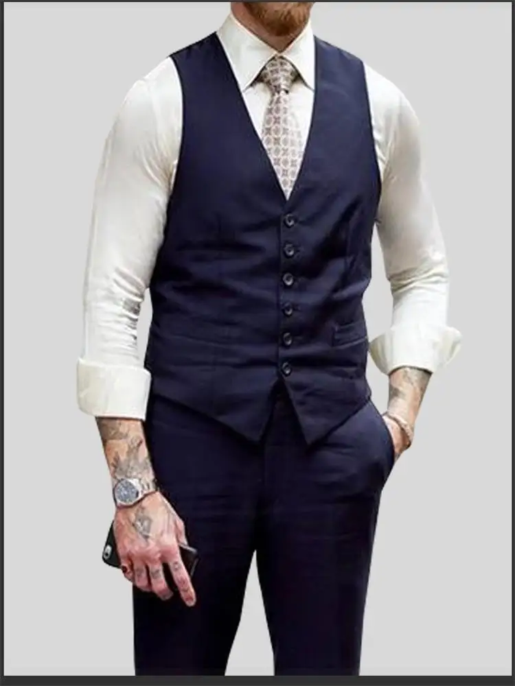 

Men's vest street shooting star with the same paragraph Slim spring and autumn waistcoat casual suit British single row small ja