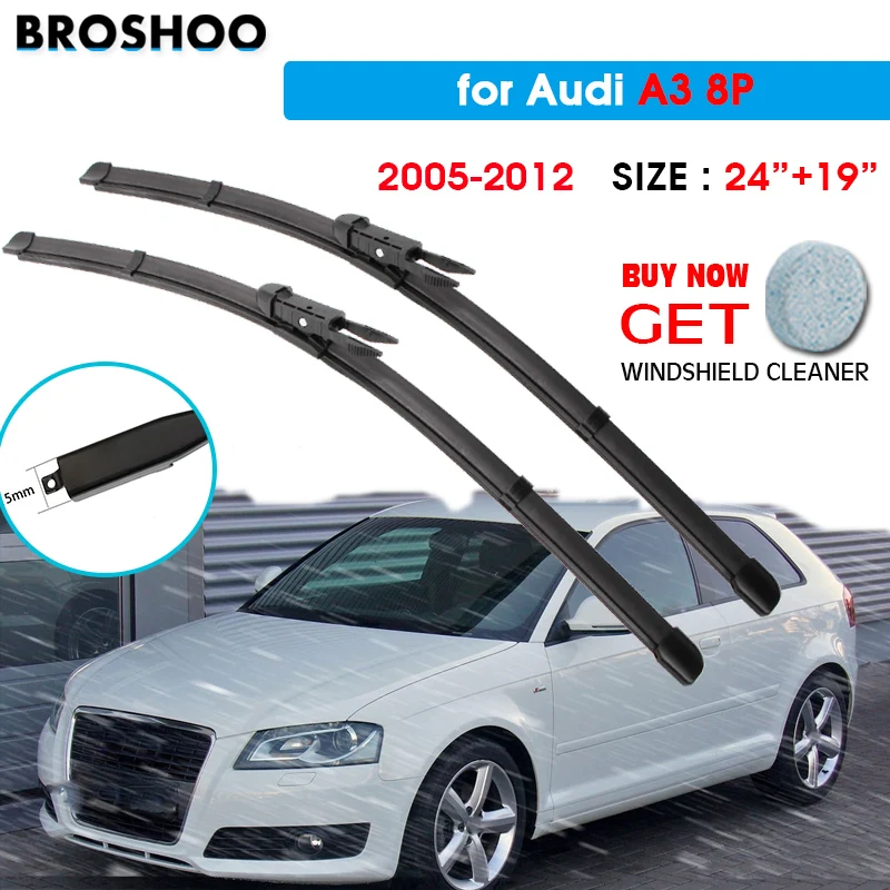 

Car Wiper Blade For Audi A3 8P 24"+19" 2005-2012 Auto Windscreen Windshield Wipers Blades Window Wash Fit Pinch Tab Arm