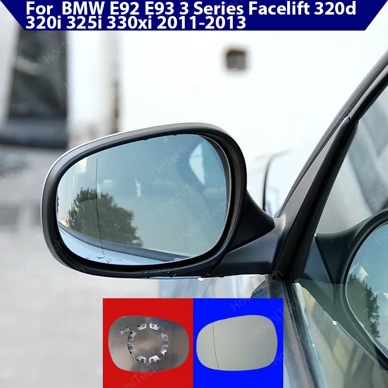 Wing Rearview Side View Blue Heated Left & Right Mirror Glass For  BMW E92 E93 3 Series Facelift 320d 320i 325i 330xi 2011-2013