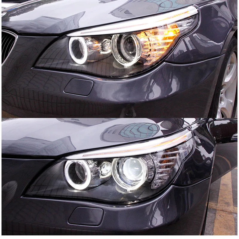 Car Styling For BMW 5 Series Headlights E60 2003-2010 523 530 LED Head Lamp Angel eye led DRL front light Xenon Lens