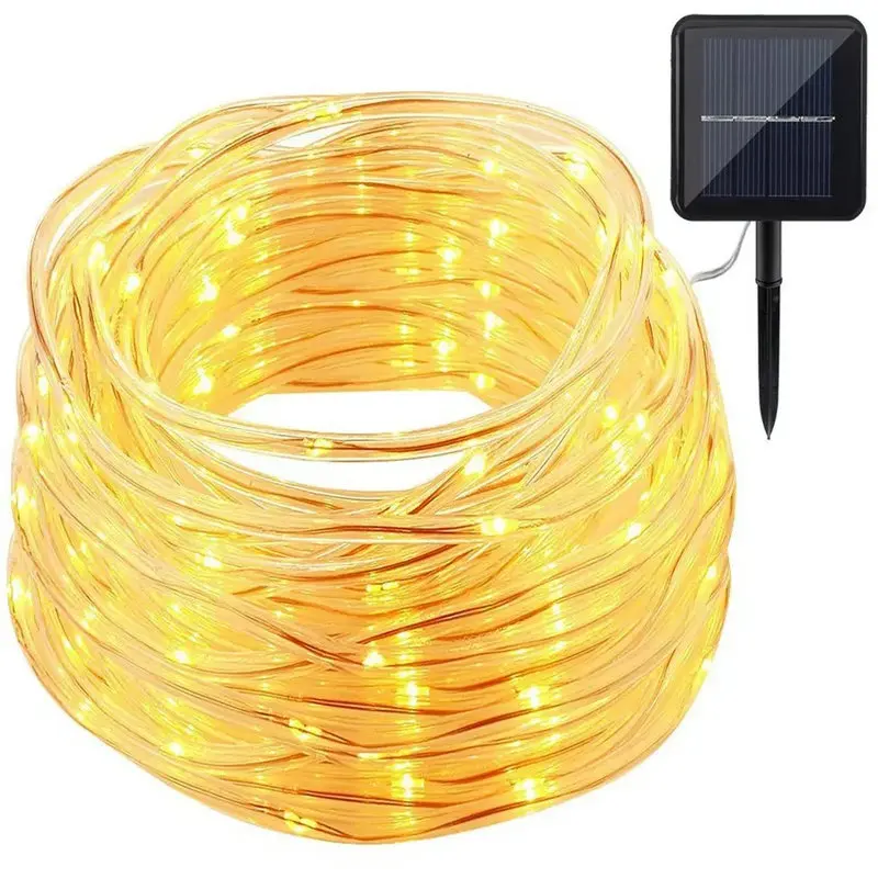 

32M 300Led Solar Powered Clear Rope Tube Fairy String Lights Ourdoor Xmas Garden Christmas party Tree Flexible Strip Light Decor