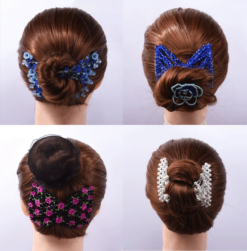 Women DIY Hair Accessories Pearl Beaded Elastic Hair Claw Hairpin Magic Comb Up-Do Hairstyle Bun Maker Tool Ponytail Hairdo Wolf