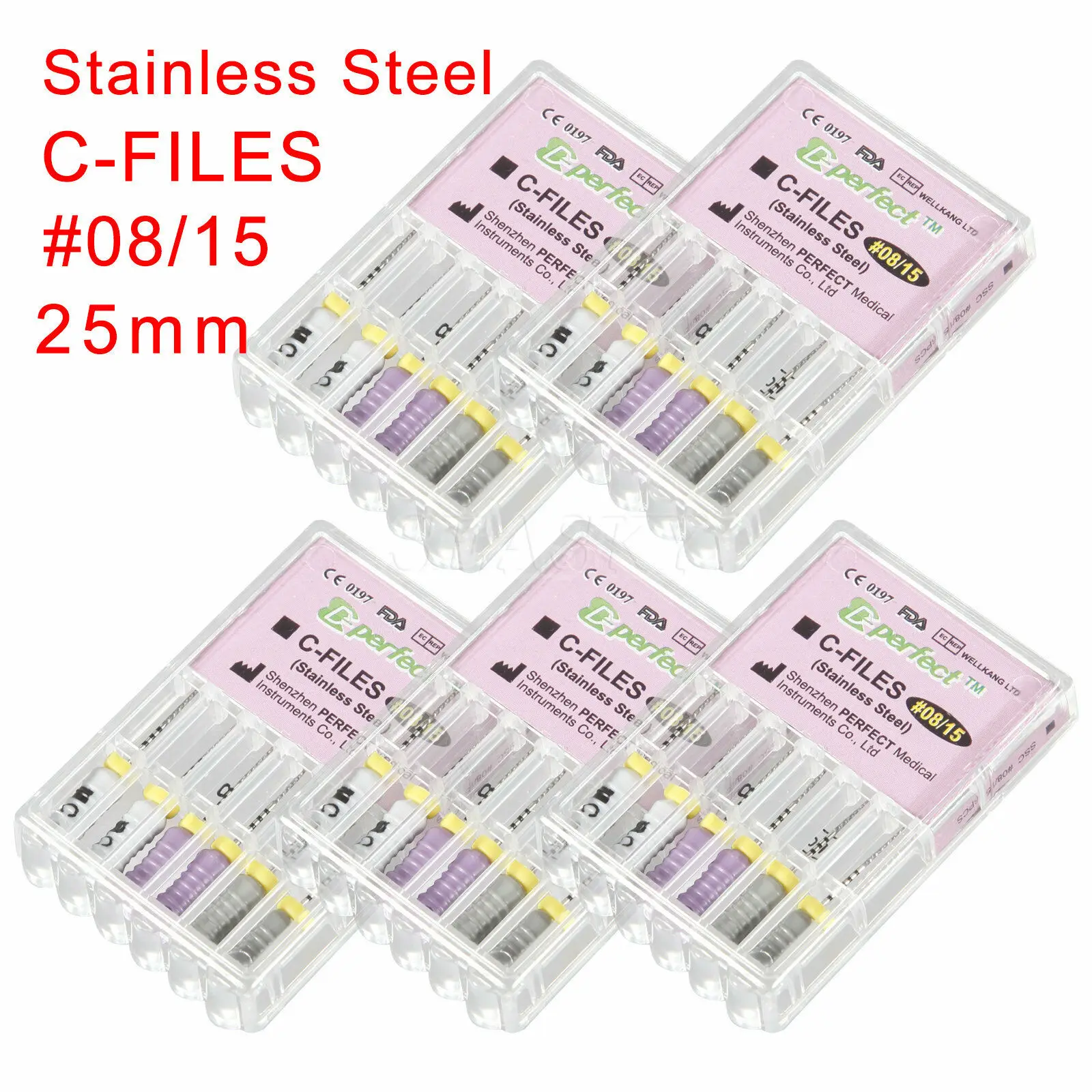 

30PCS/5Packs Dental Endodontic Endo Root Canal Stainless Steel C Files 25mm for Hand Use