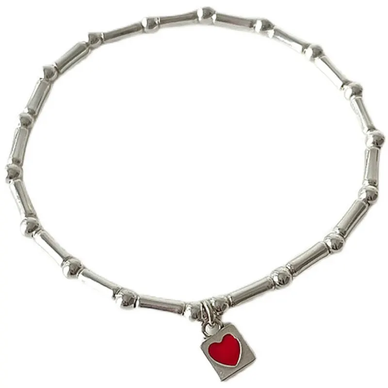 FOXANRY Silver Color Bracelets for Women New Trendy Elegant Creative Bamboo Joint Design LOVE Heart Bangles Party Jewelry