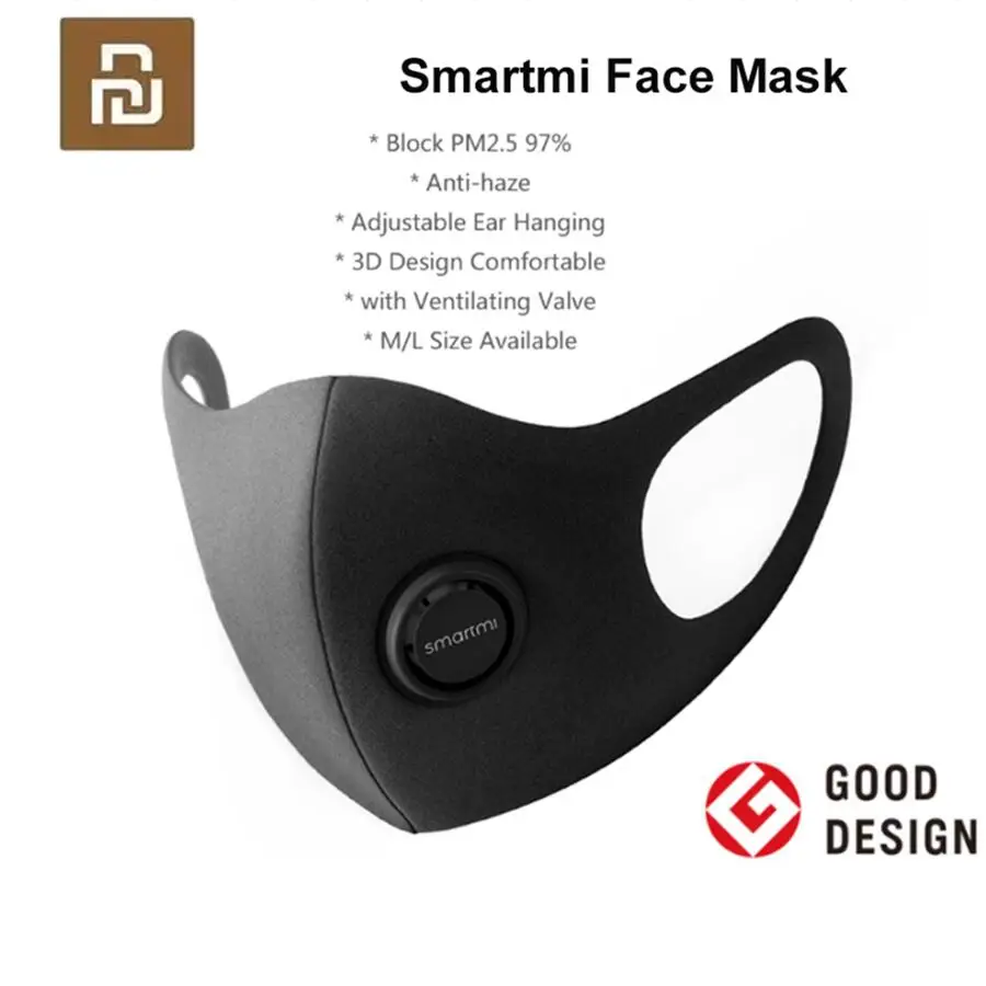 NEW Youpin Smartmi Filter Mask Block 97% PM 2.5 with Ventilating Valve Long-lasting TPU Material Filter Mask Smart Home