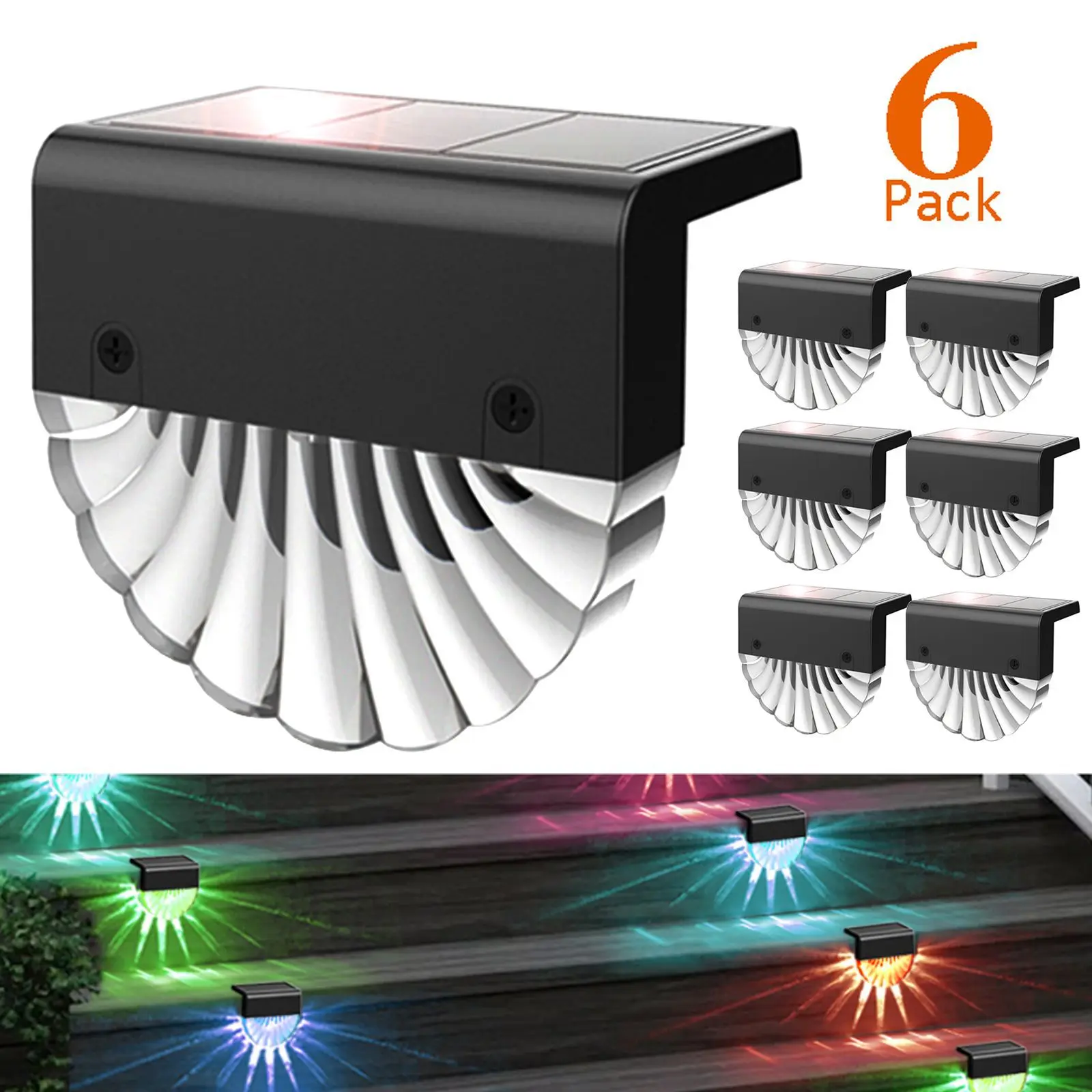 LED الشمسية RGB الملونة الدافئة الأبيض أضواء لدرجات السلم في الهواء الطلق حديقة فناء الديكور خطوة سياج الجدار الخفيفة