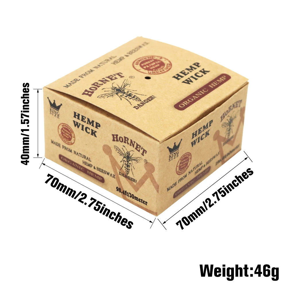 HORNET 100% Organic Hemp Wick 197 FT Spool Natural Hemp Wicks Well Coated with Natural Bee Wax Standard Size