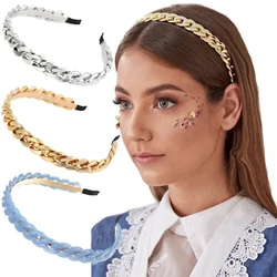 FORWOT Fashion Chains Headband For Women Elastic Hairbands Hair Hoop Headwraps Girls Hair Accessories Metal Chic Hair Ornament