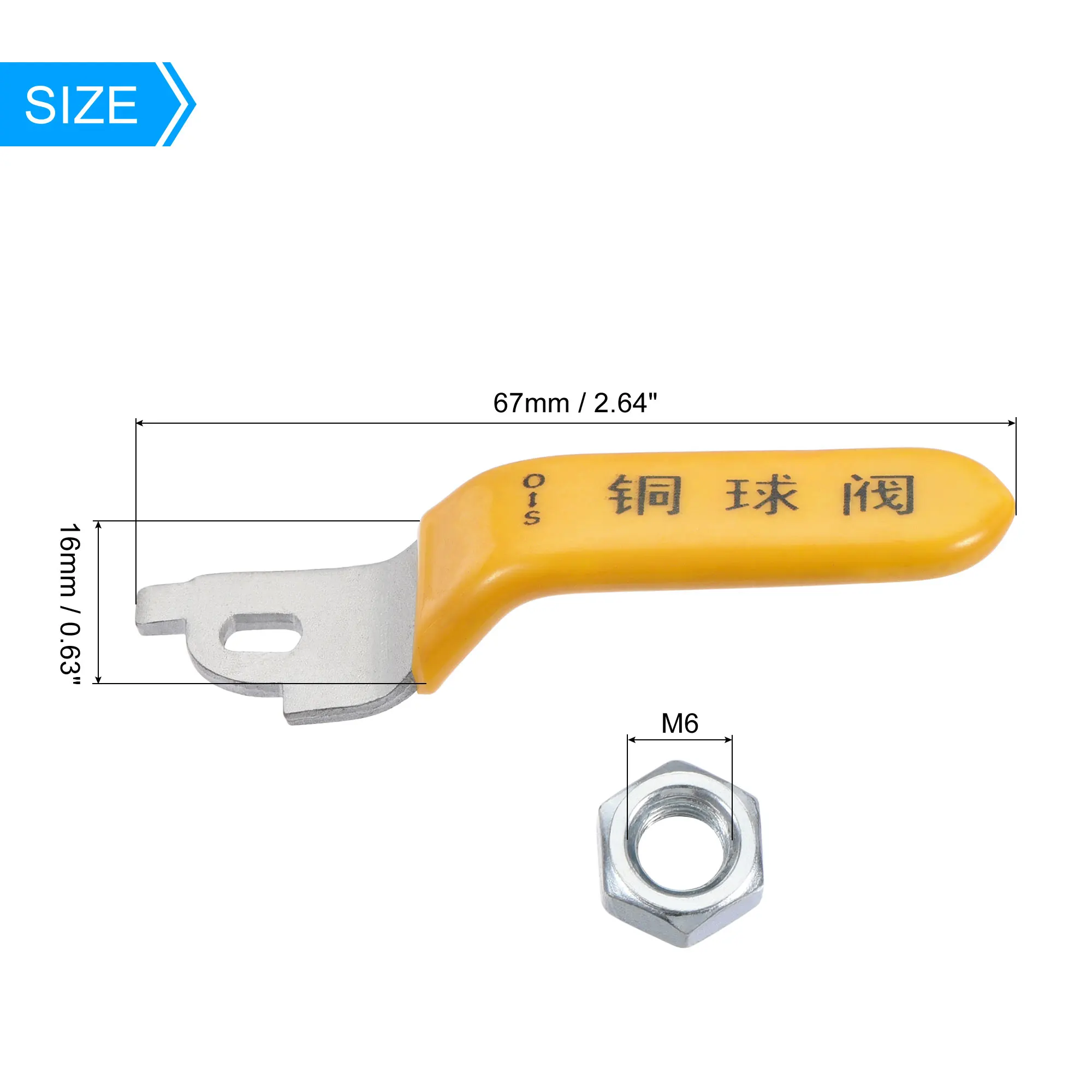 Uxcell ด้ามจับเหล็กชุบโครเมี่ยมเปลี่ยน Quarter Turn สีเหลืองสำหรับวาล์ว