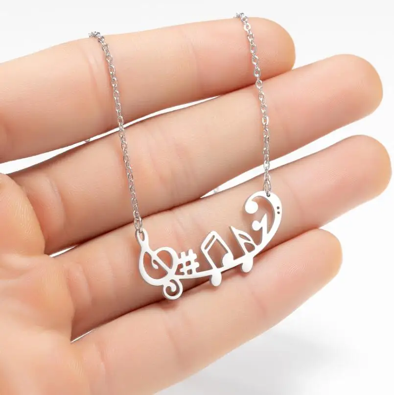 Stainless Steel Music Necklaces for Women Simple Music Notes Charms Necklace Design Fashion Aesthetic Jewelry collier femme