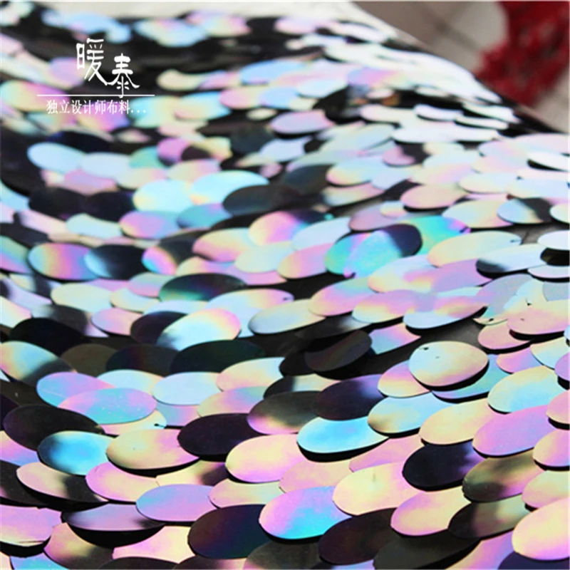 Iridescent Sequin Gauze Fabric Embroidered Fish Scale Sequins DIY Props Decor Skirts Wedding Dress Stage Clothes Designer Fabric