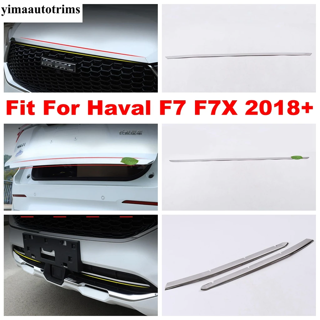 

Front Hood Engine Bottom Grille Bumper Rear Tail Trunk Door Stainless Steel Decor Strip Cover Trim For Haval F7 F7X 2018 - 2022