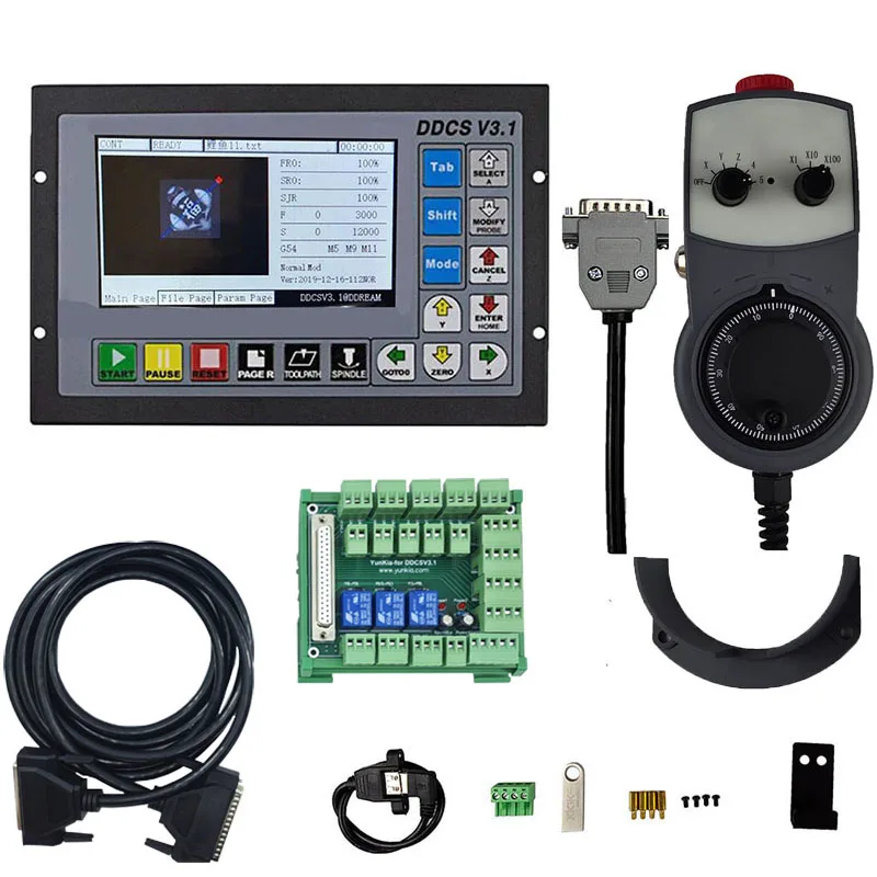 

3/4 Axis Offline CNC motion Controller DDCSV3.1 New Upgrade with Enlarged Wiring Board and Emergency Stop Electronic Handwheel