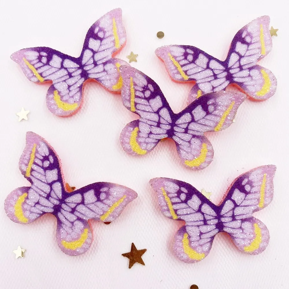 New 10PCS Glitter Felt Fabric Colorful Butterfly Applique Wedding DIY Sewing Patch Accessories DIY Craft Supplies SE29