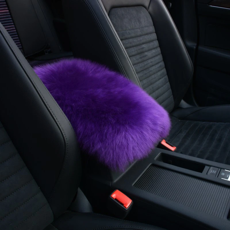 Universal Real Fur Plush Sheepskin Center Console Cover Furry Warm Fluffy Wool High Qulaity Furry Armrest Cover Car Accessories