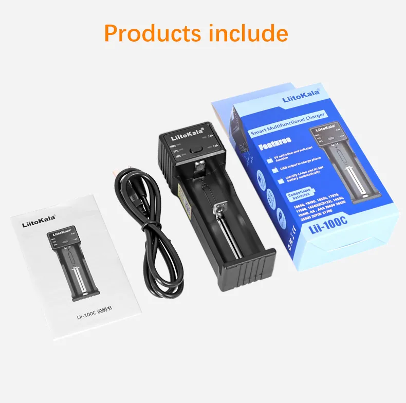 LiitoKala Lii-100C 18650 شاحن بطارية ليثيوم ل 3.7 فولت 21700 18350 26650 1.2 فولت AA AAA ni-mh 2A تهمة سريع USB الناتج