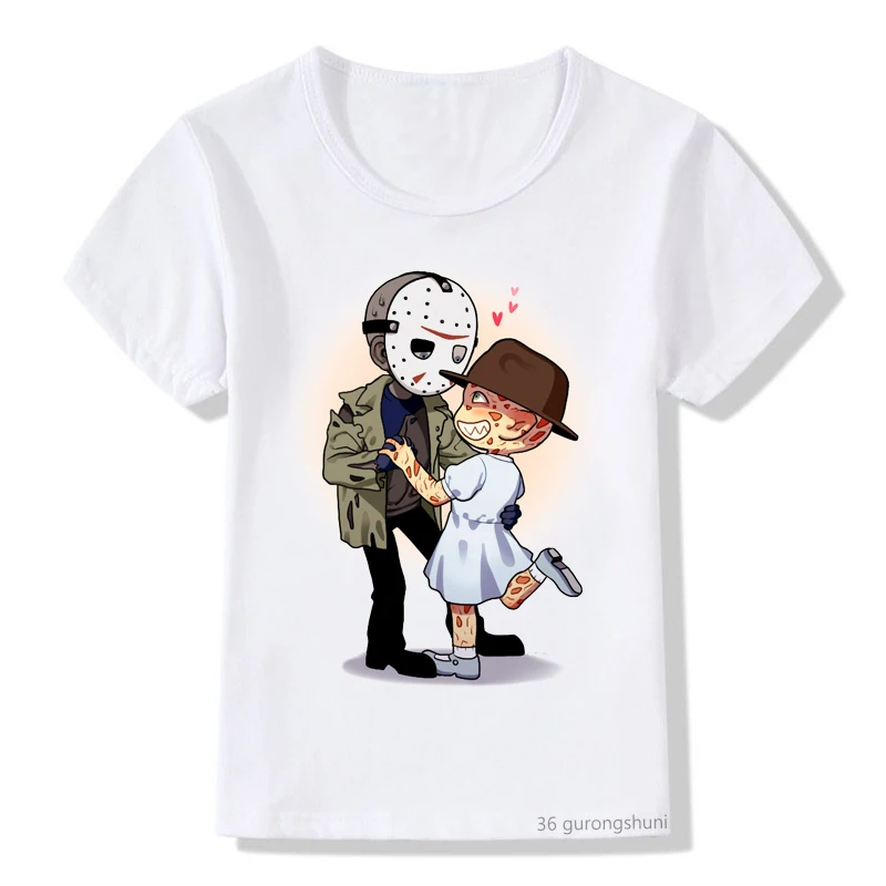 Horror Movie Killer Children T-shirt Cartoon Crazy Park Fun Jason Children Clothing Baby Girl T Shirt Boy Summer Tops Casual