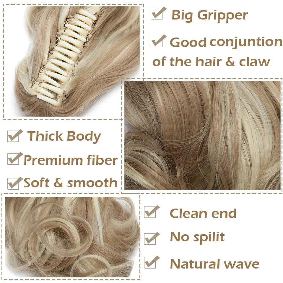 12Inch Clip In Paardenstaart Hair Extension Pruik Steil Kinky Curly Lange Synthetische Wrap Rond Nep Paardenstaart Blonde Afro haarstukje