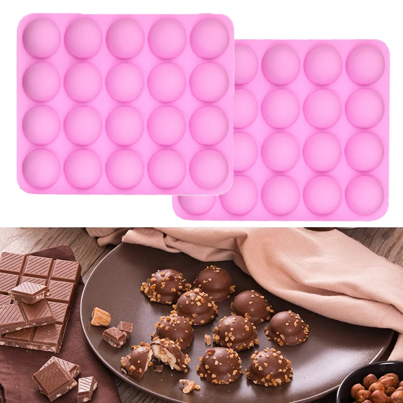 20 Hole Half Ball Sphere Silicone Chocolate Mold Cake Pastry Bakeware Stencil Pudding Jello Soap Candy Baking Mould Kitchen Tool