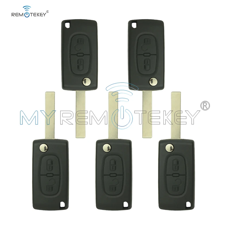 Remtekey 5pcs for Peugeot 207 307 308 Flip remote car key 2 button 433 mhz ID46 - PCF7961 HU83 blade