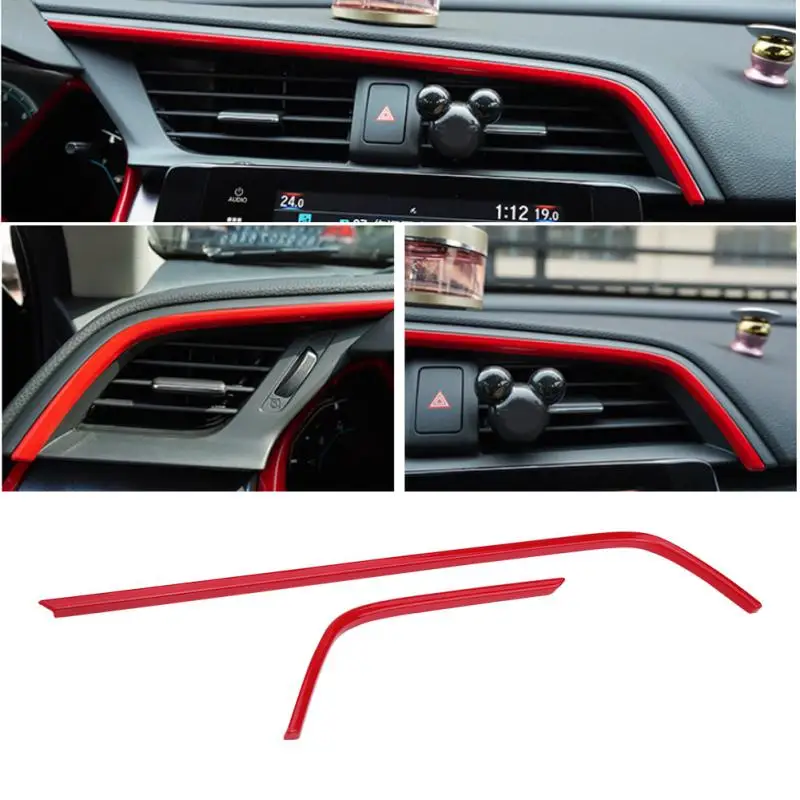 2pcs Red ABS Auto Car Air Outlet Frame Cover Trim for   10th 2016 2017 2018 Car Accessories