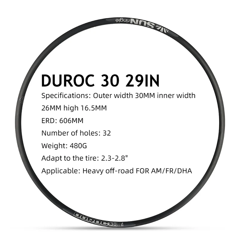 SUNRingle DUROC 30 35 40 Bicycle rim Aluminum alloy Mountain bike 29 27.5 inch 28H 32H AM/FR/DH Heavy off-road vacuum wheel rim