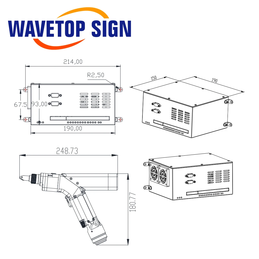 WaveTopSign 1064nm WSX ND18A 0-1,5 кВт Ручная сварочная головка для лазерной сварки с разъемом QBH для волоконной лазерной сварки
