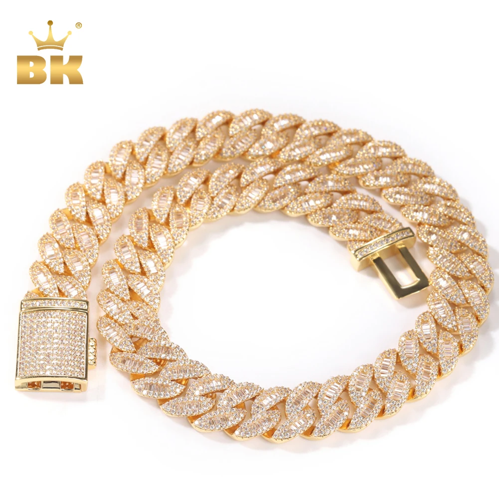 THE BLING KING 16mm Miami Cuban Link Necklace Iced Out Baguettecz Cubic Zirconia Bracelet HipHop Fashion Jewelry For Party Gift