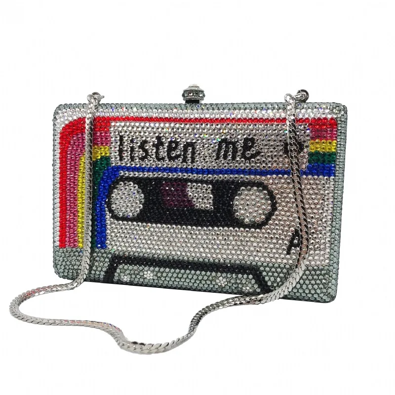 

XIYUAN women luxury crystal diamond bridal small Evening Bag for Wedding Party Clutch bag Purse Handbag lady chain shoulder bag