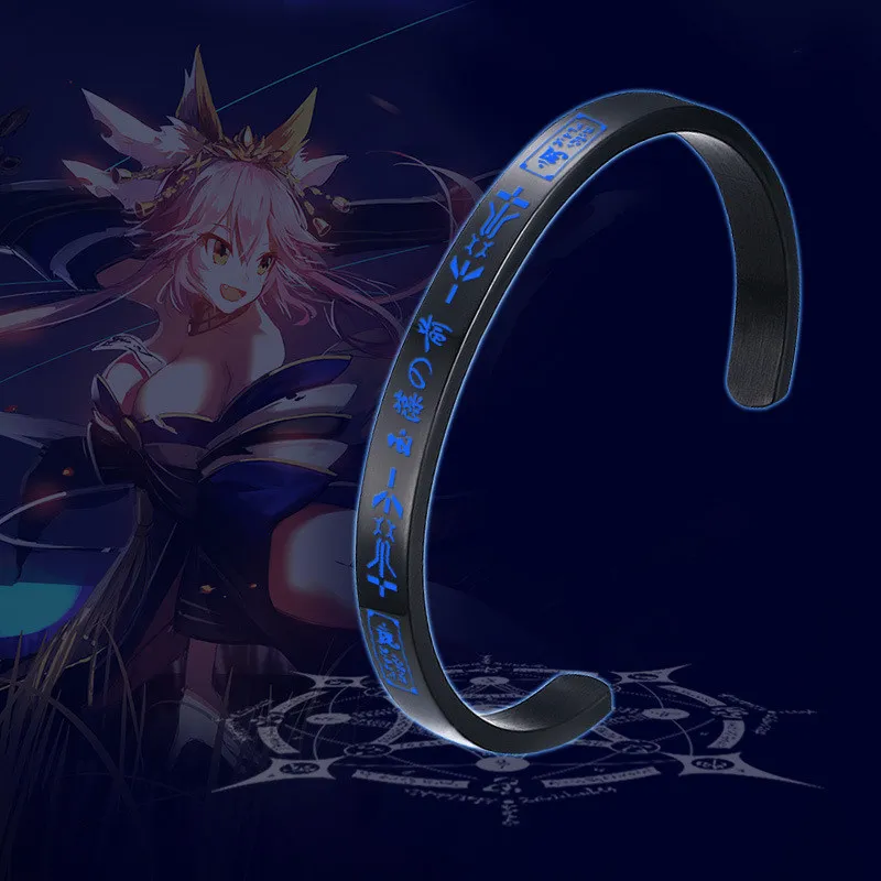 Juego de Anime Fate/stay night pulsera de acero inoxidable Fate/Zero Fate/Grand Order pulsera Nero Saber Cosplay pulsera negra regalos